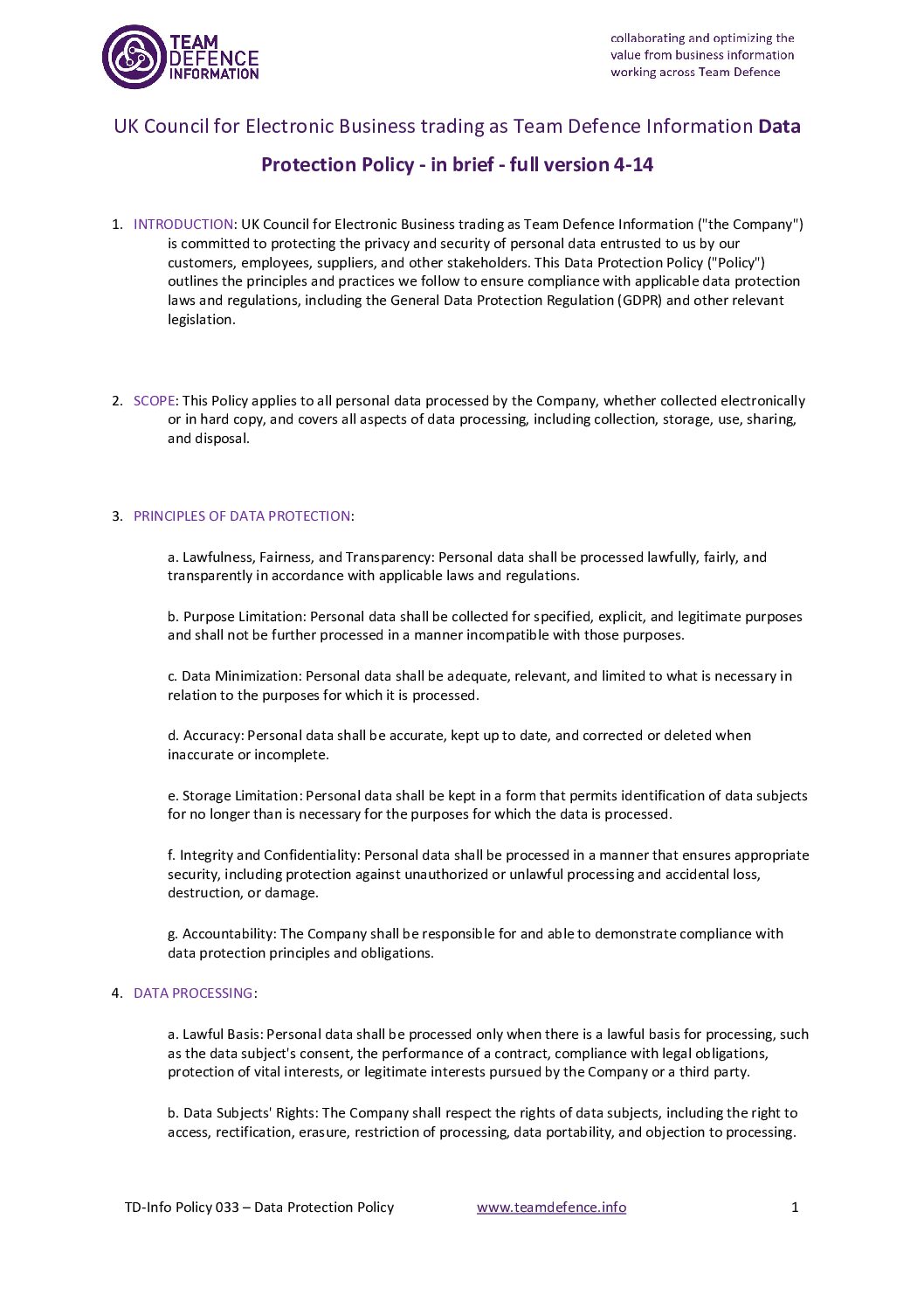 Data Protection Policy