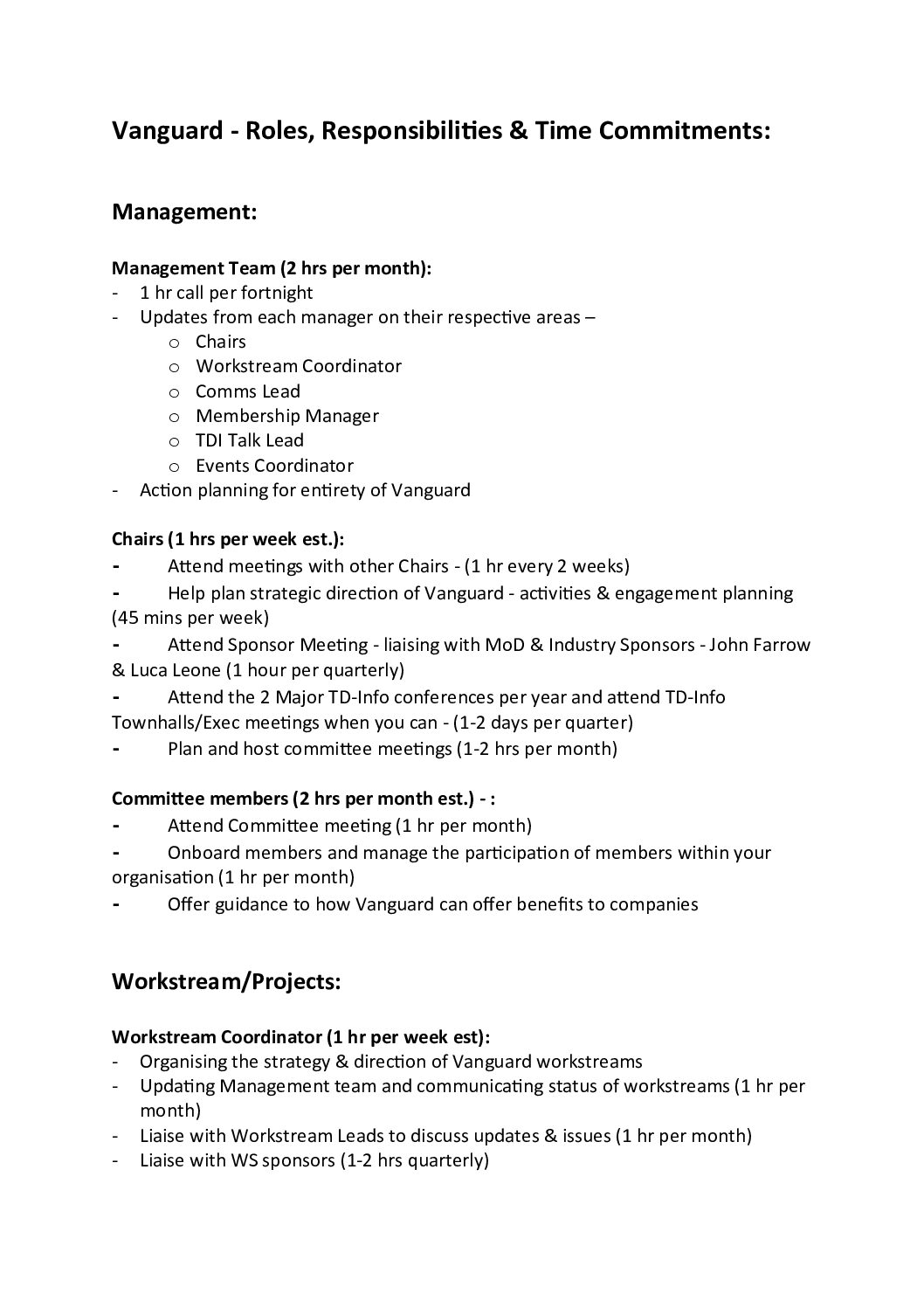Vanguard Roles