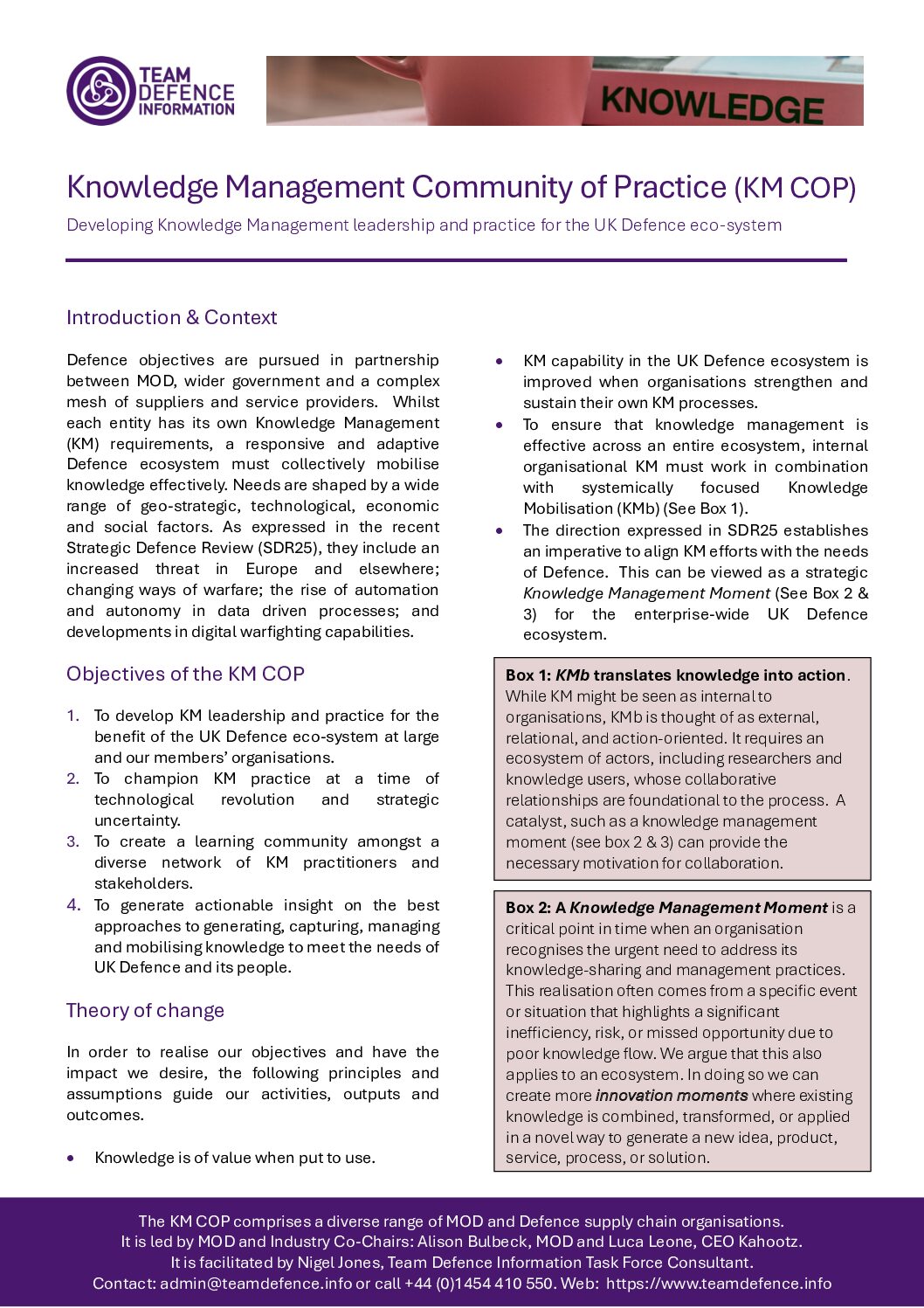 20250926-KM CoP Overview 2 Pager-Sept 2025