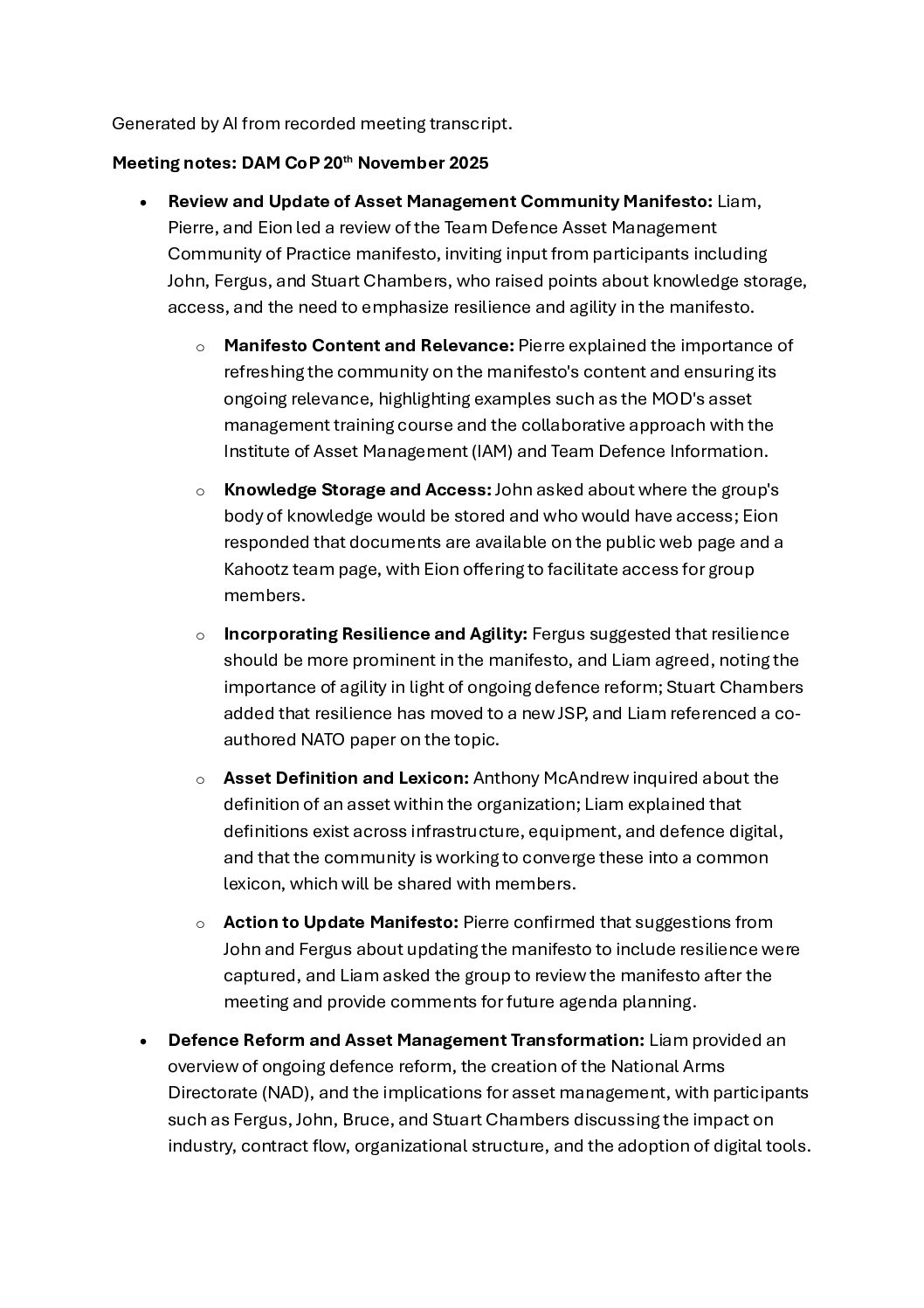 20251120 – DAM CoP Summary-November 2025