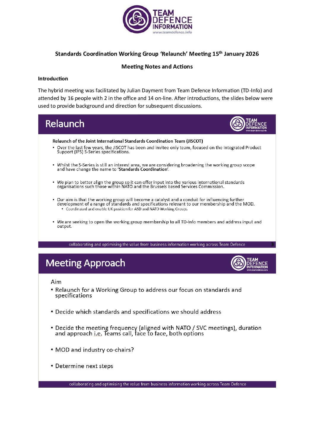 20260115-Standards Coordination meeting notes