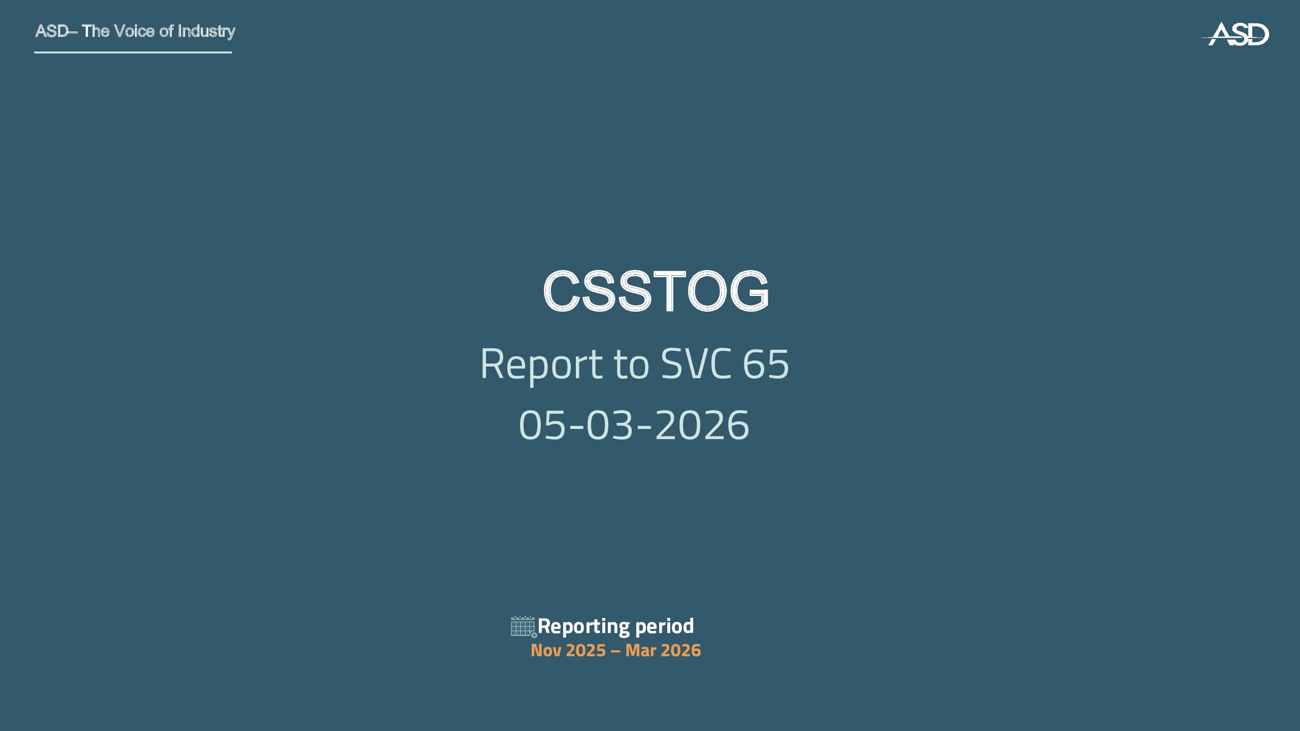 20260312-Standards Coordination CSSTOG Report to SVC March 2026