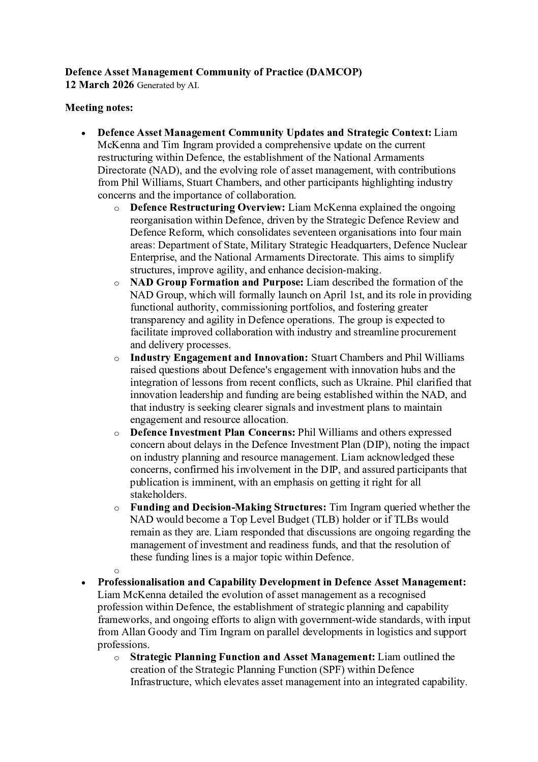 20260316-DAM CoP Meeting Summary March 2026